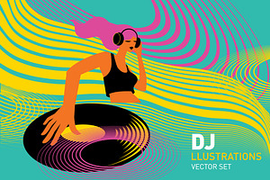 DJ illustrations set