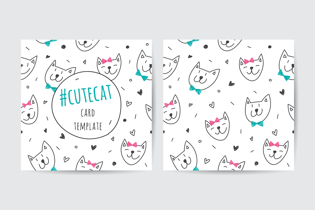 Cute cats: 2 patterns + 2 cards, a Texture Graphic by redcollegiya design (Photo 2 of 4)