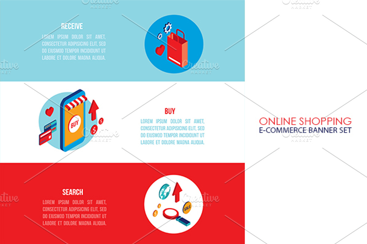 Online Shopping isometric banner set, a Technology Illustration by Anttoniu (Photo 5 of 5)