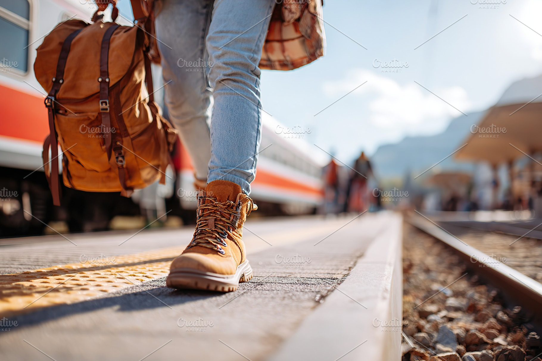 Scenic rural station welcomes tourists exploring natural landscapes and local c, a Person Photo by AlyaAnd