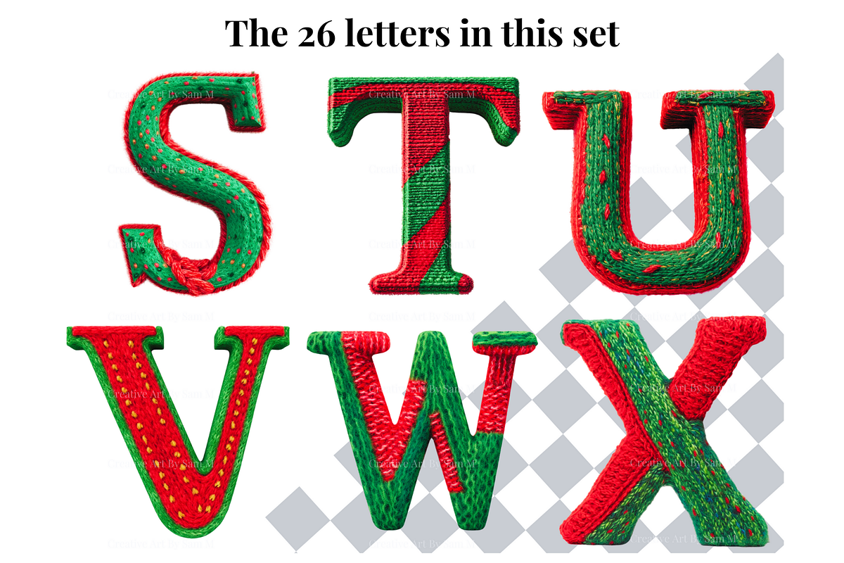 Christmas Knitted Alphabet Letters, a Decorative Illustration by Creative Art By SamM (Photo 6 of 10)