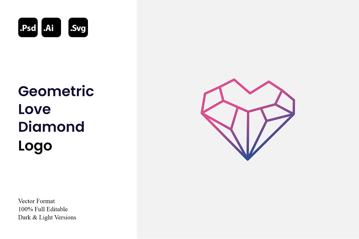 Geometric Love Diamond Logo, a Branding & Logo Template by Luxury Logos (Photo 1 of 4)