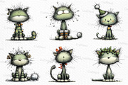 Whimsical Christmas Cats Clipart, an Illustration by Craft Nest (Thumbnail 5 of 6)