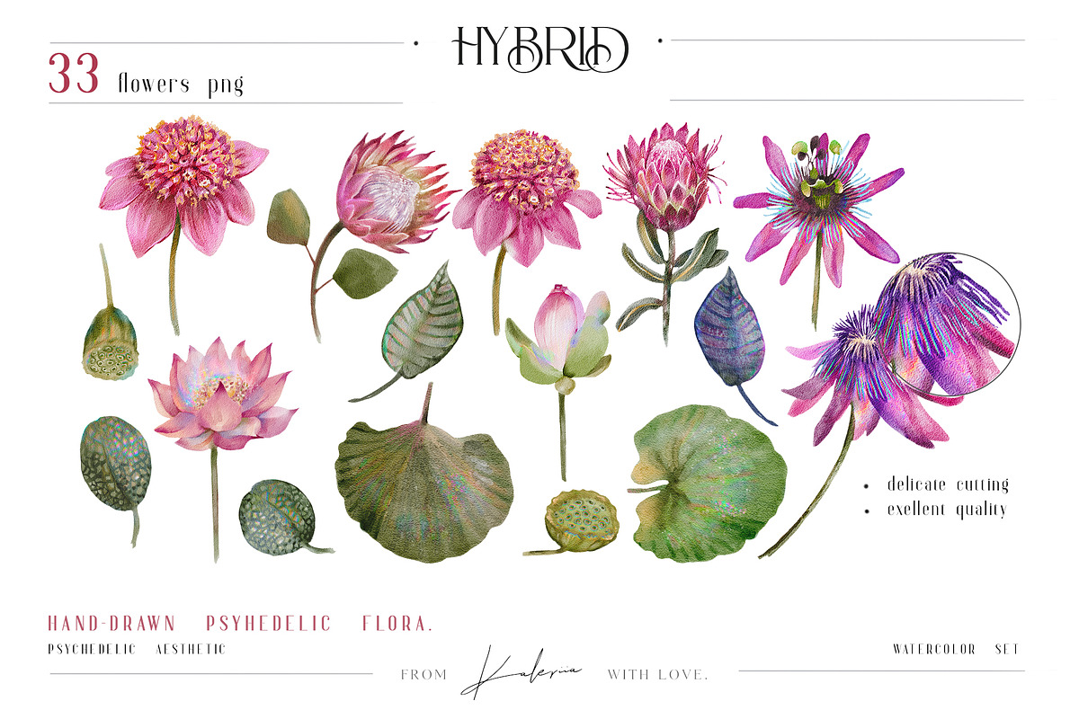 HYBRID - psychedelic watercolor set, an Illustration by Kaleriia (Photo 2 of 14)