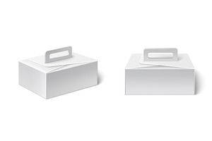 White Handle Paper Lunch Or Gift Box