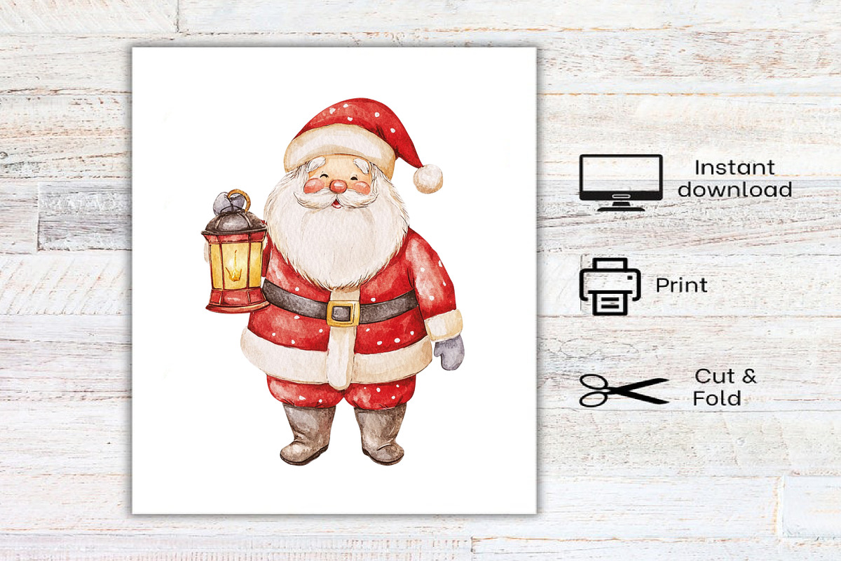 Retro Santa Christmas Clipart, an Illustration by Canvas Craft (Photo 7 of 7)