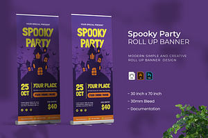 Spooky Party - Roll Up Banner, a Print Template by VUNIRA