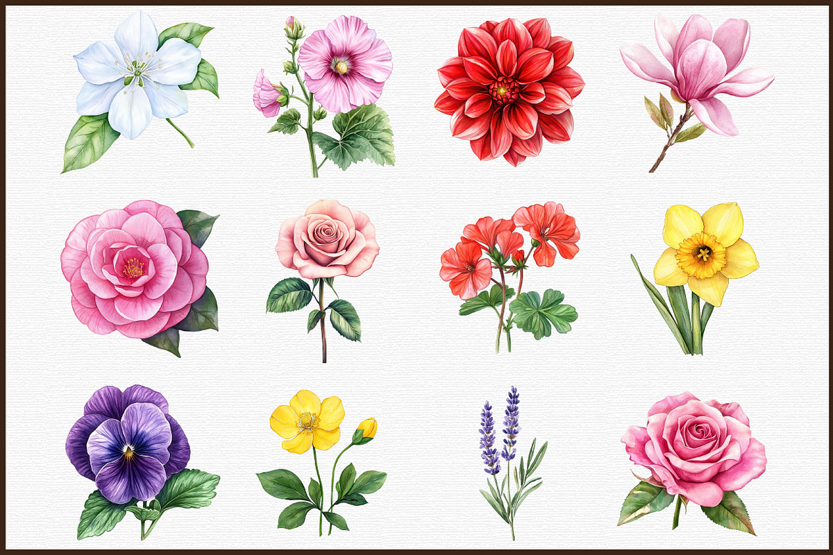 Garden Flowers Watercolour Clip Art, an Illustration by Sublimation Artist (Photo 3 of 6)