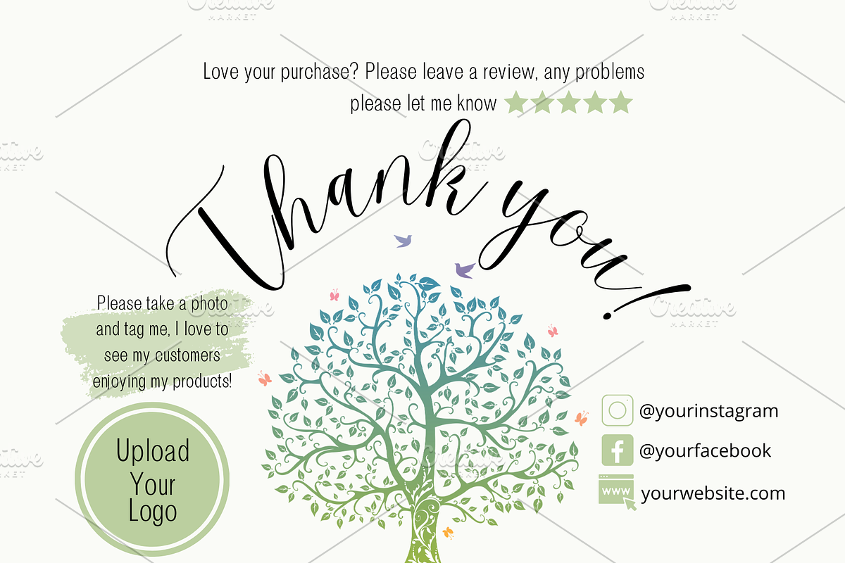 Tree Thank You Business Card Canva, a Business Card Template by Emerald Eyes Design (Photo 1 of 2)