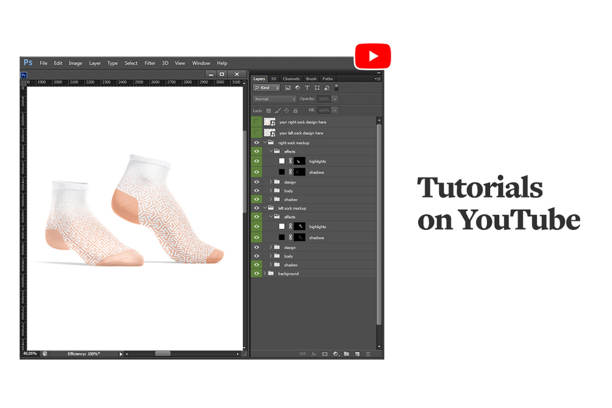 Socks 4 Types Mockups Set, a Bottom Mockup by rebrandy (Photo 11 of 12)