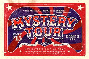 Mystery Tour Display Font, a Sans Serif Font by Vintage Type Company
