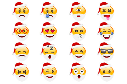 Set of Santa Smile Emoticons