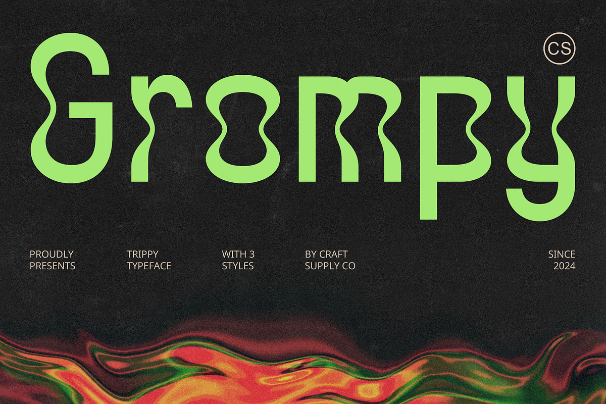 CS Grompy – Psychedelic Font, a Sans Serif Font by Craft Supply Co. (Photo 1 of 8)