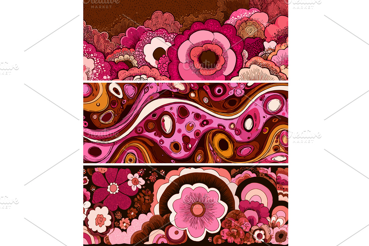 Groovy abstract floral cartoon, an Illustration by Onyx