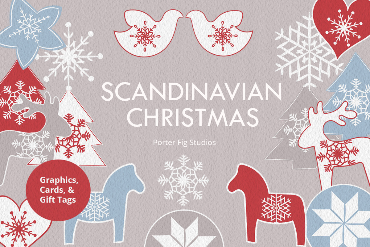 Scandinavian Christmas Graphics Set, a Seasonal Illustration by Porter Fig (Photo 1 of 5)