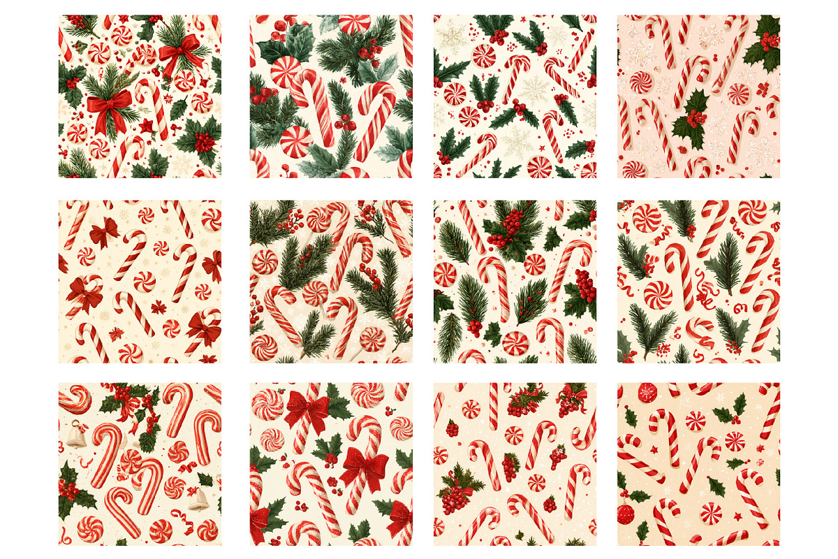 Candy Cane & Peppermint Seamless Pat, a Pattern Graphic by Design Market (Photo 2 of 4)