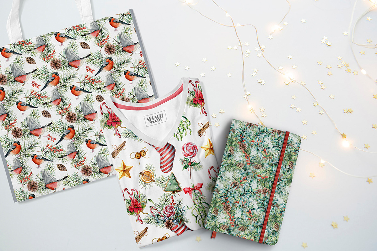 Elegant Christmas patterns bundle, a Seasonal Illustration by Yuliya Derbisheva (Photo 2 of 10)