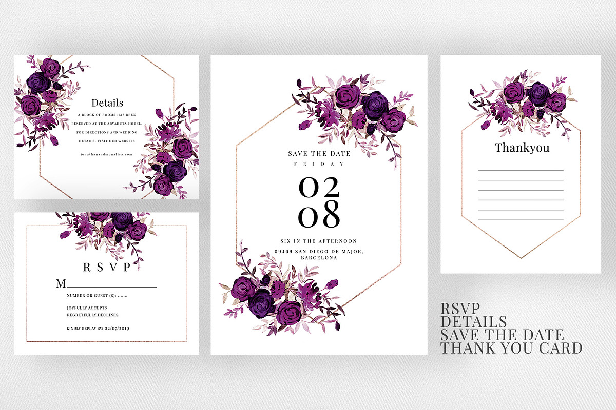 Burgundy Wedding Invitation Suite, an Invitation Template by Azka Creative (Photo 3 of 5)