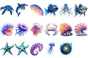 Bioluminescent Sea Animal Clipart, an Illustration by Craft Nest (Thumbnail 2 of 4)
