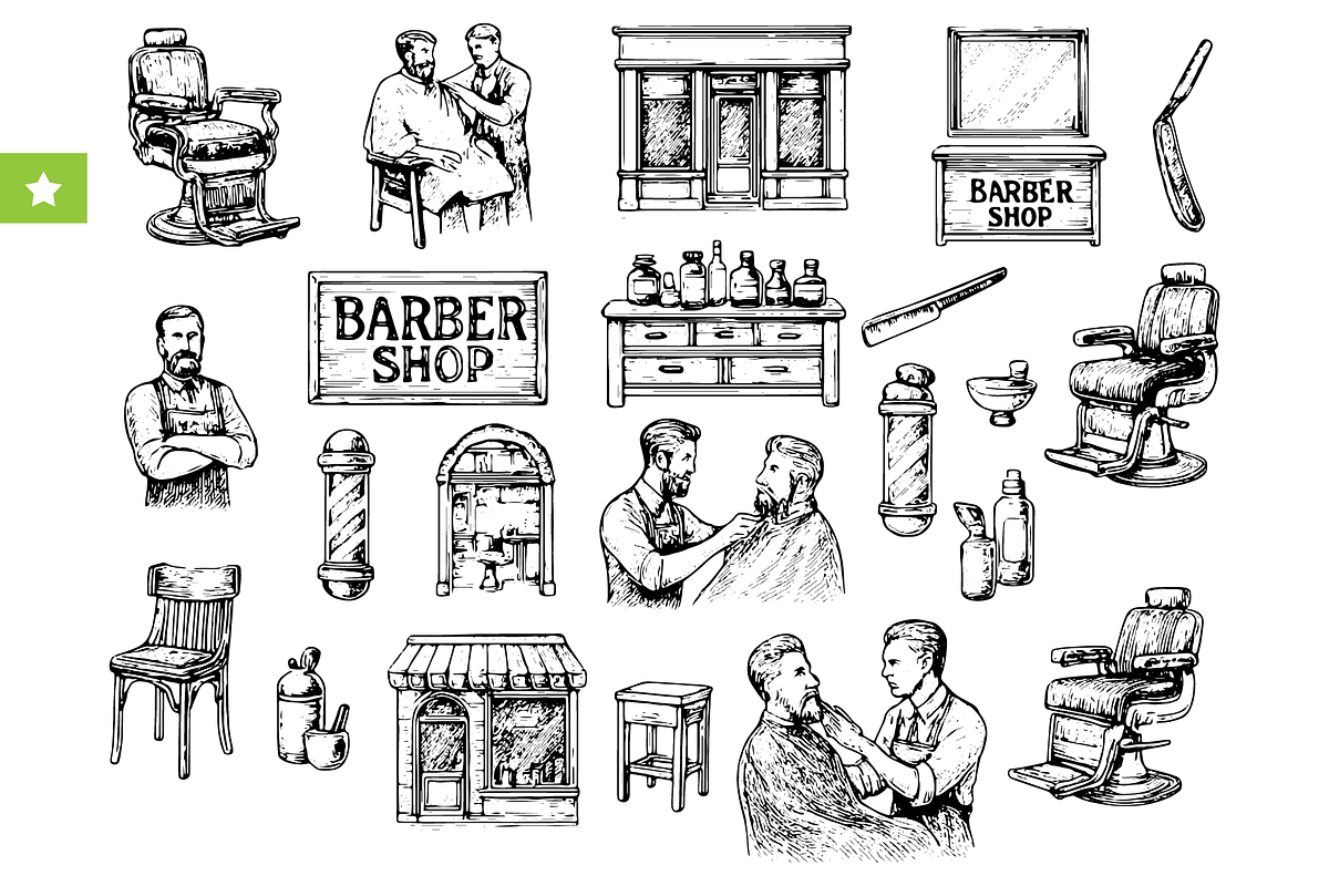 Barber Shop Vintage Collection, an Object Graphic by RT Studio (Photo 1 of 4)