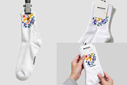 Realistic Socks Mockup, a Merchandise Mockup by Mockthethics. (Thumbnail 1 of 4)