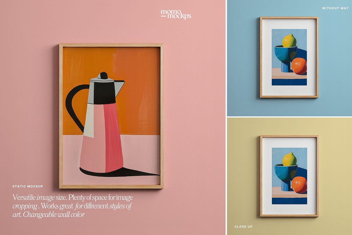 Wall Art Poster Frame Mockup | PSD, a Household Mockup by momomockps (Photo 3 of 7)