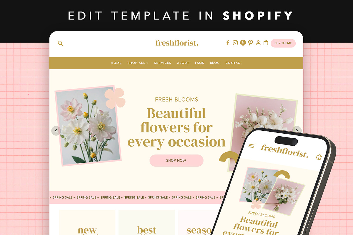 Flower Shopify Theme for Florists, a Shopify Template by Template Twist Shop (Photo 1 of 8)