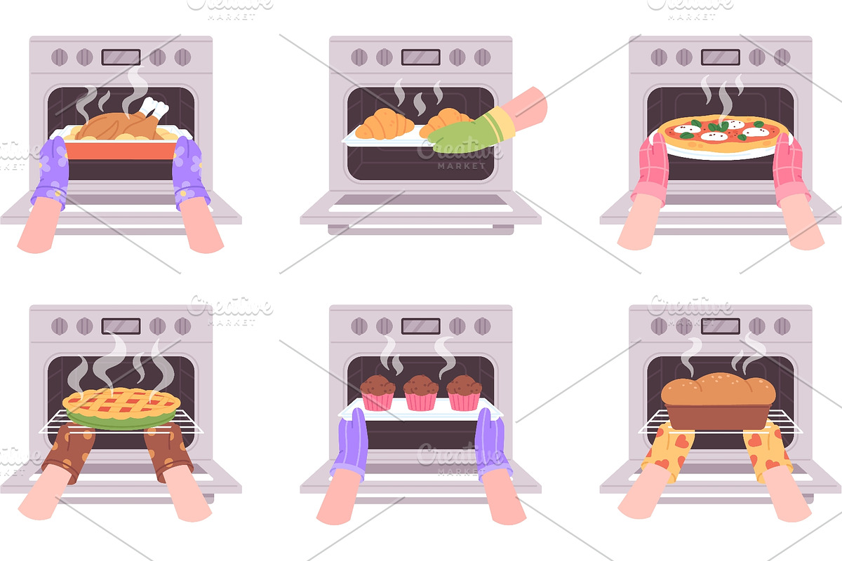 Hands cooking in gloves. Chefs take, a Food Illustration by LadadikArt (Photo 2 of 3)