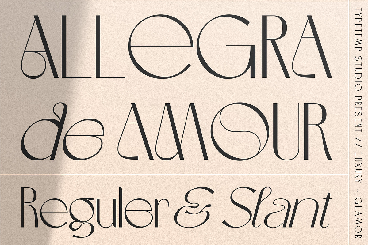 Allegra de Amour - Display, a Sans Serif Font by Typetemp Studio (Photo 1 of 22)