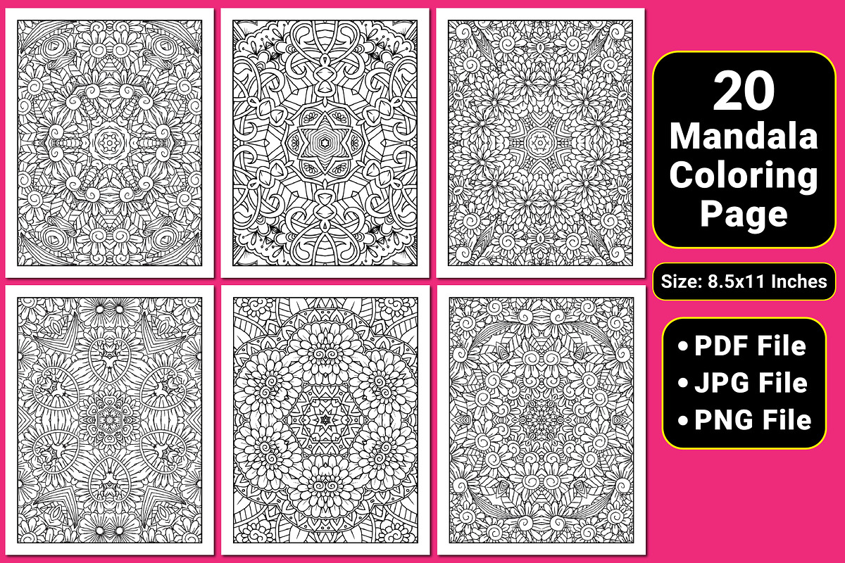 Floral Mandala Coloring Pages, a Pattern Graphic by mirajeee (Photo 1 of 4)