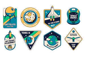 Space Patch. Retro Rocket Sticker