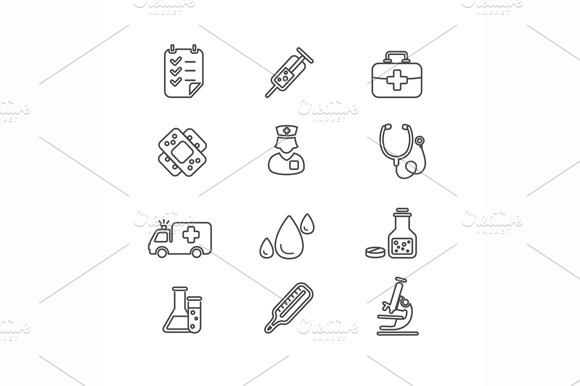 Medical Icon Outline Set. Vector