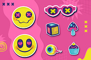 Psychedelic Sticker Neon Set, a Templates & Theme by studiogstock (Thumbnail 1 of 4)
