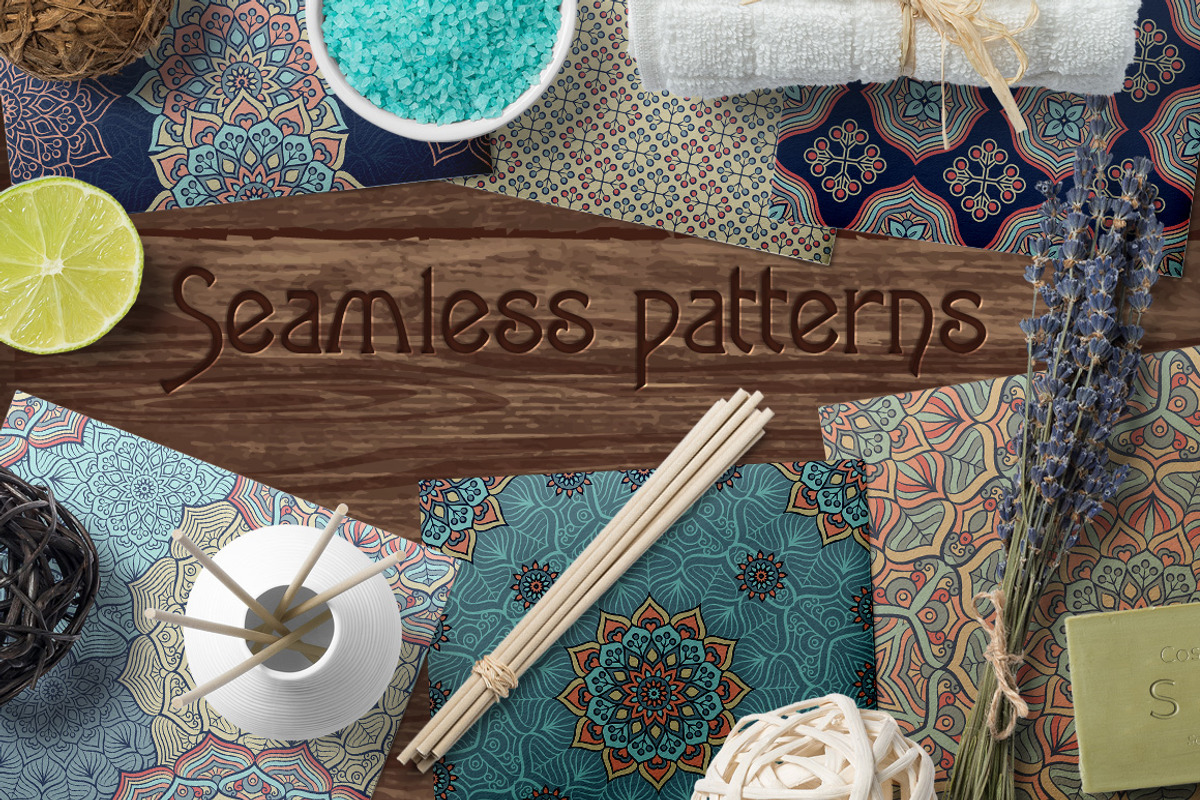 10 seamless patterns + Mandala, a Pattern Graphic by Tori Shen (Photo 1 of 4)