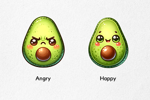 Cute Avocado Face Expressions