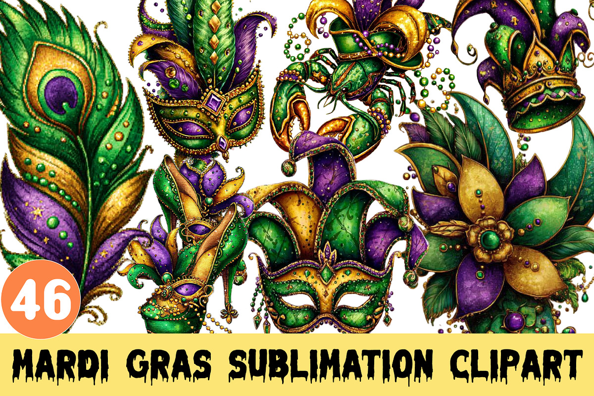 Mardi Gras Sublimation Clipart, a Graphic by CitraGraphics (Photo 1 of 5)