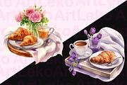 Breakfast in Bed Clipart, a Food Illustration by LekoArt (Thumbnail 2 of 10)