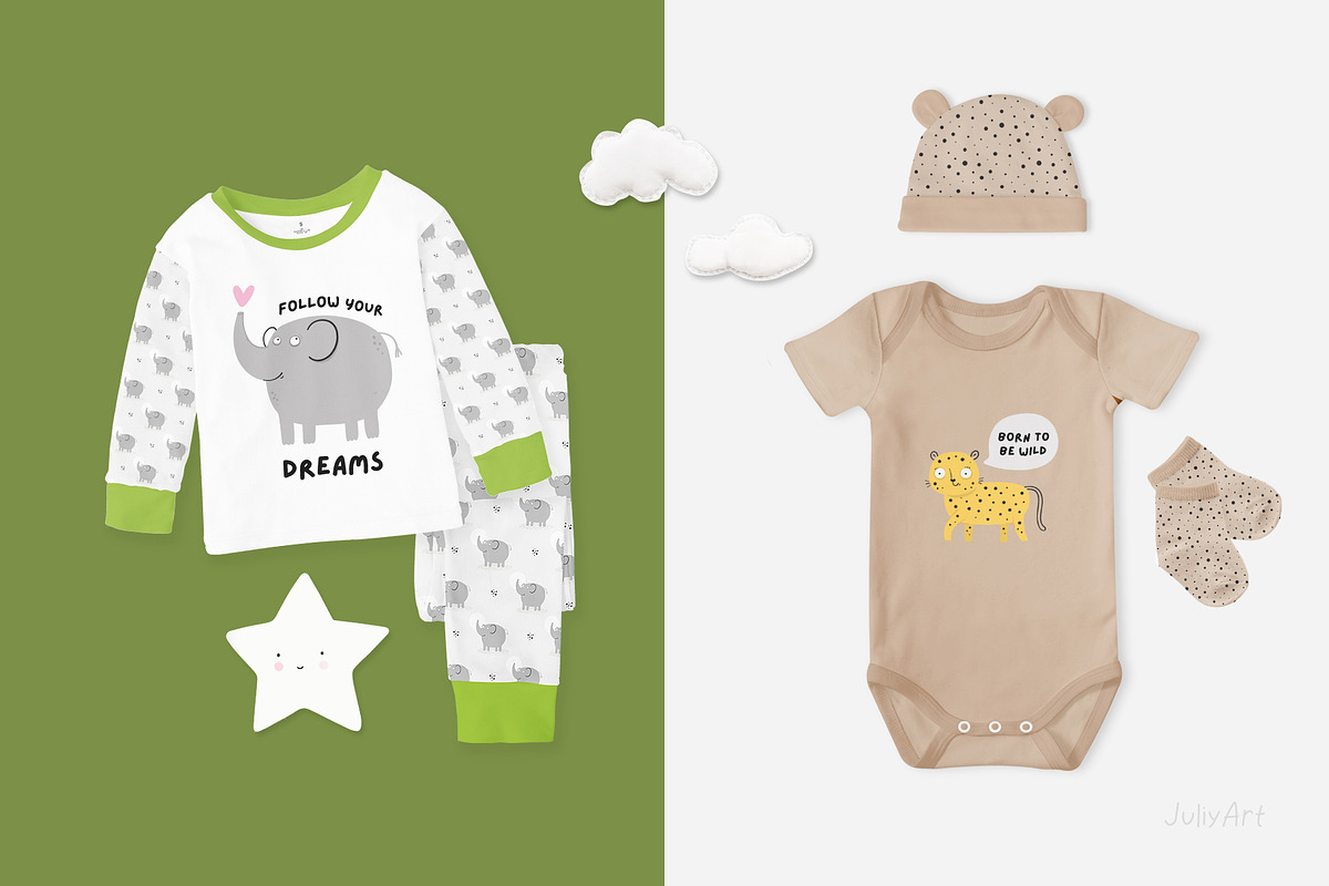 Safari Animals Children clipart set, an Animal Illustration by JuliyArt (Photo 3 of 12)