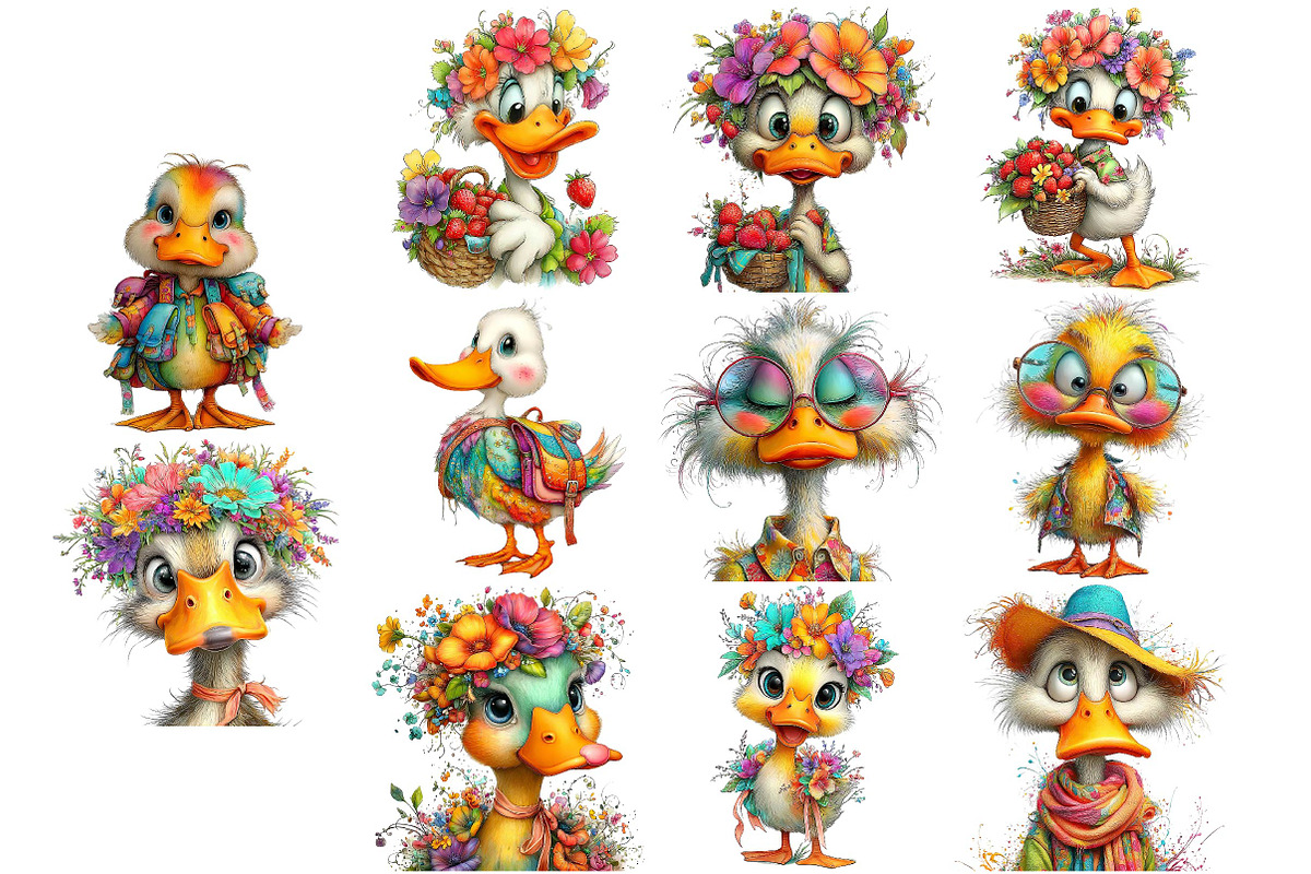 Quirky Duck Watercolor Clipart, an Illustration by DreamPrint404 (Photo 6 of 7)