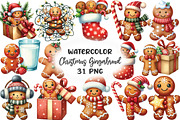 Cute Christmas Gingerbread Clipart, an Illustration by CraftArtStudio (Thumbnail 1 of 6)