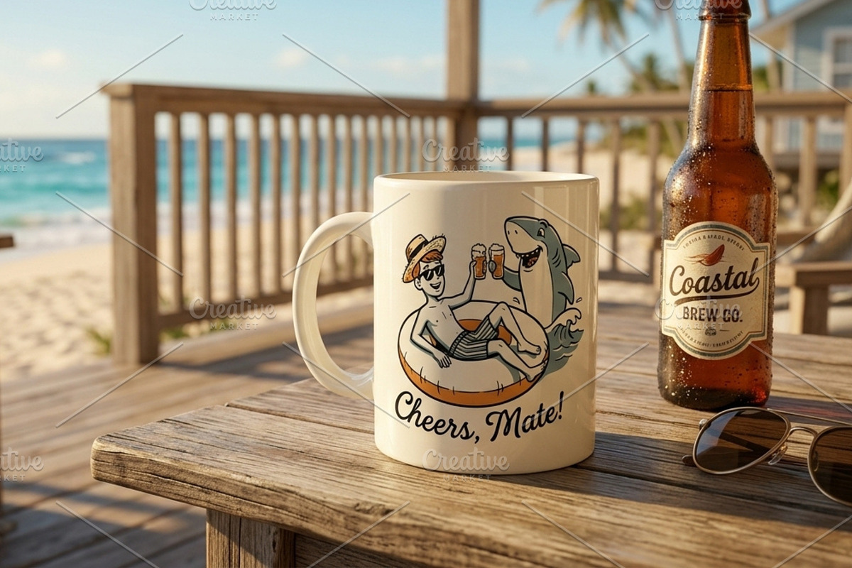 Shark cheers mate illustration, an Animal Illustration by Vectorlina (Photo 4 of 4)