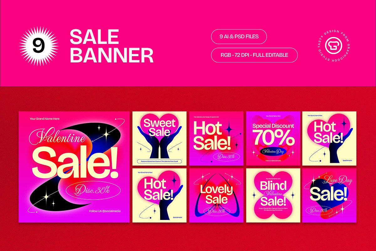 Pink Bold Valentine Sale Banner, an UI Kit Template by graphicook (Photo 1 of 4)