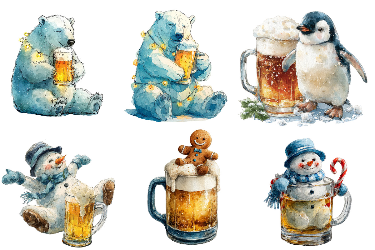 Christmas Beers Clipart, an Illustration by Designworld (Photo 2 of 4)