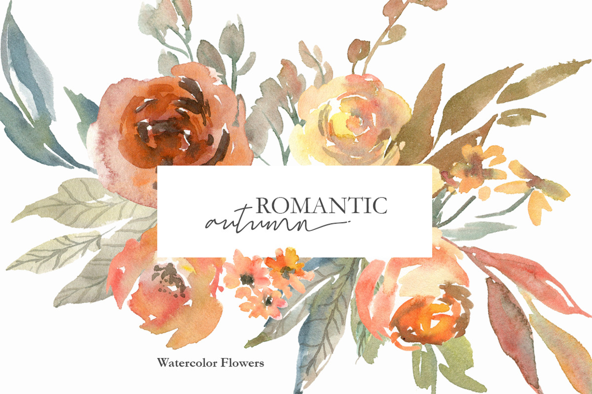 Watercolor Autumn Flowers, an Illustration by GraphicsDish (Photo 1 of 4)