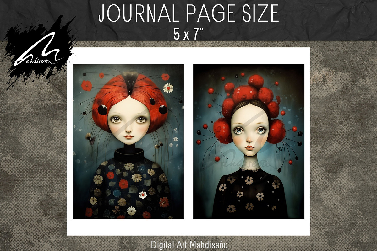 Whimsical Ladybug Girl, Collage Page, a Person Illustration by Digital Art Mahdiseño (Photo 6 of 9)