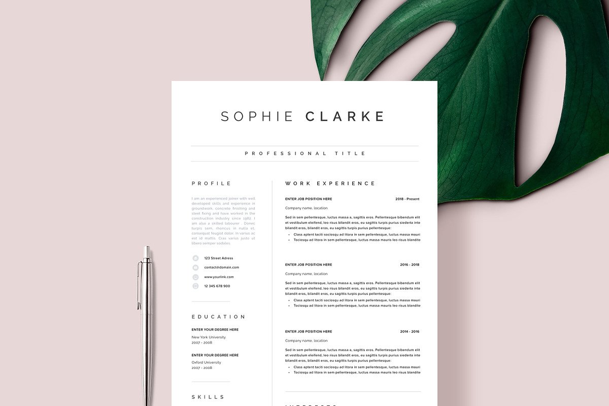 Professional Resume CV Template, a Resume Template by Resume Angels (Photo 1 of 12)