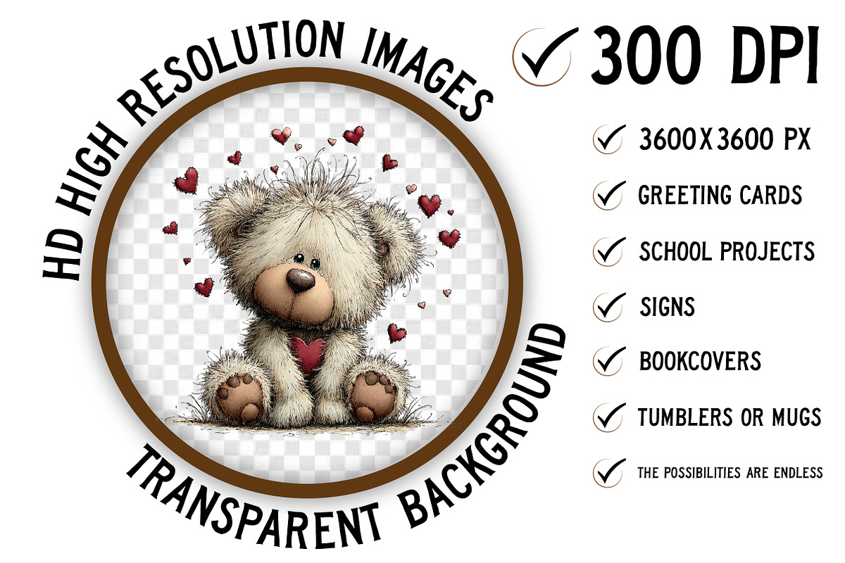 Whimsical Teddy Bear Clipart Bear, an Illustration by Craft Nest (Photo 2 of 11)