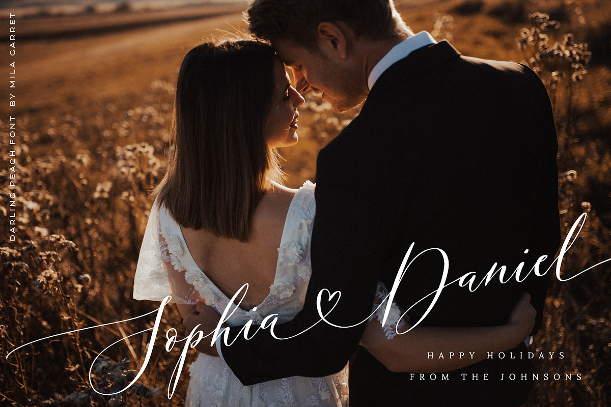 Darling Peach Wedding Heart Script, a Script Font by Mila Garret (Photo 9 of 16)