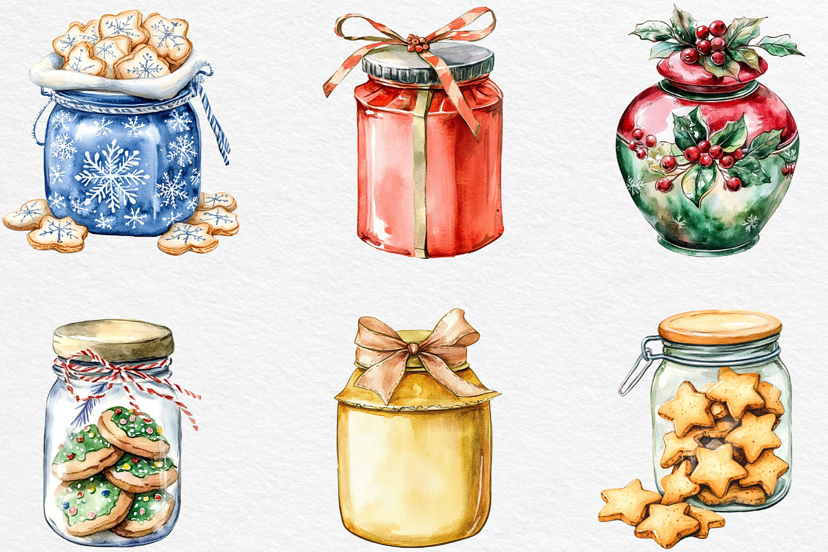 Christmas Cookie Jars Clipart, an Illustration by Black Bird Studio (Photo 4 of 6)