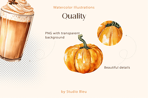 Pumpkin Spice Watercolor Clipart